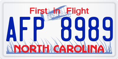 NC license plate AFP8989