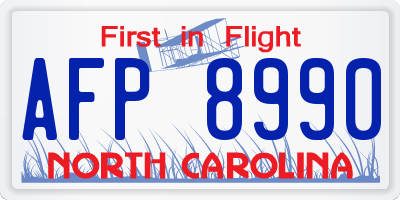 NC license plate AFP8990