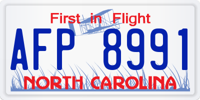 NC license plate AFP8991