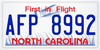 NC license plate AFP8992