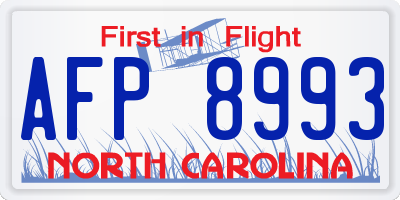 NC license plate AFP8993