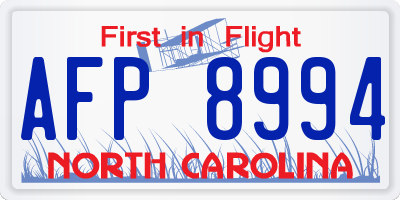 NC license plate AFP8994