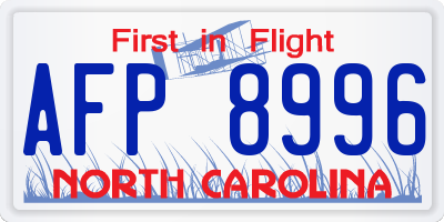 NC license plate AFP8996