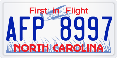 NC license plate AFP8997