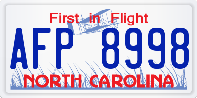 NC license plate AFP8998