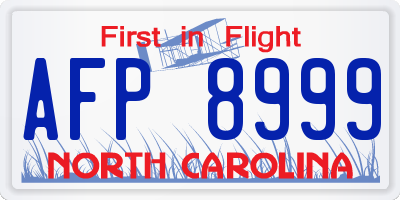 NC license plate AFP8999