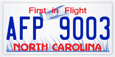 NC license plate AFP9003