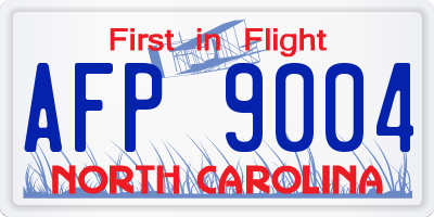 NC license plate AFP9004