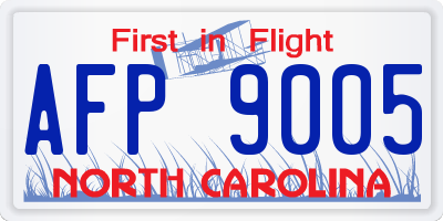 NC license plate AFP9005