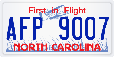 NC license plate AFP9007