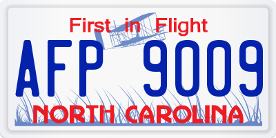 NC license plate AFP9009