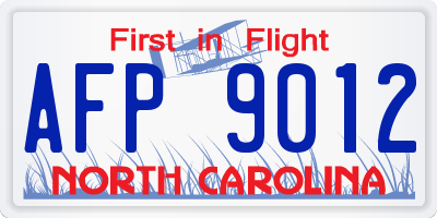 NC license plate AFP9012
