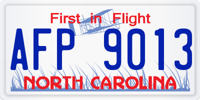 NC license plate AFP9013