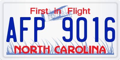NC license plate AFP9016