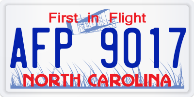 NC license plate AFP9017