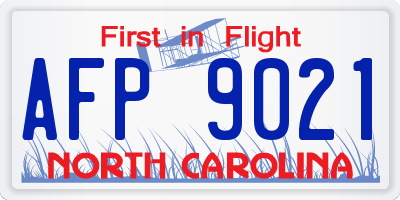 NC license plate AFP9021