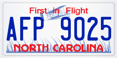 NC license plate AFP9025