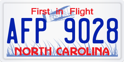 NC license plate AFP9028