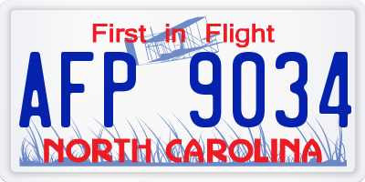 NC license plate AFP9034