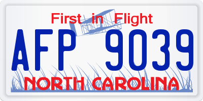 NC license plate AFP9039
