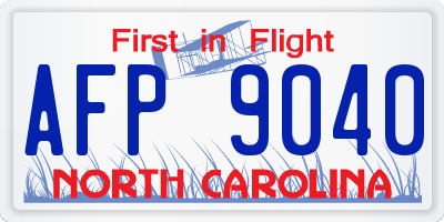 NC license plate AFP9040