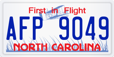 NC license plate AFP9049