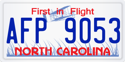 NC license plate AFP9053