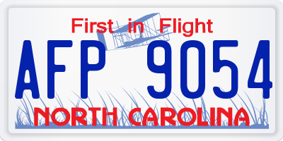 NC license plate AFP9054