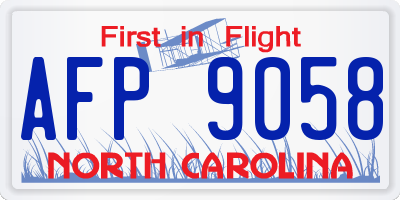 NC license plate AFP9058