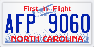 NC license plate AFP9060