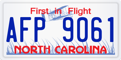 NC license plate AFP9061