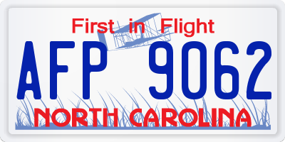 NC license plate AFP9062