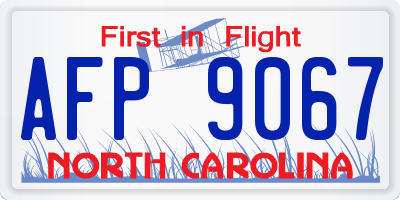 NC license plate AFP9067