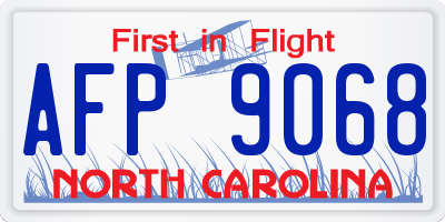 NC license plate AFP9068