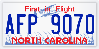 NC license plate AFP9070