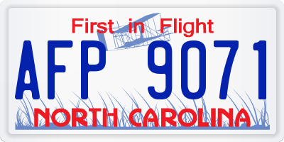 NC license plate AFP9071