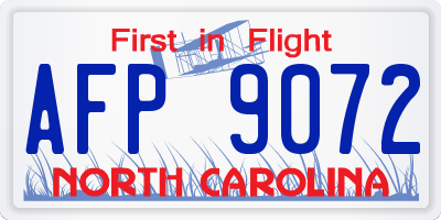 NC license plate AFP9072