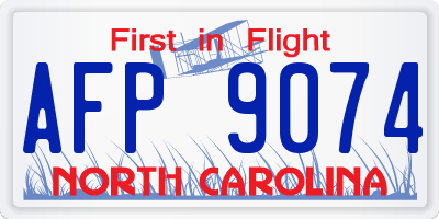 NC license plate AFP9074