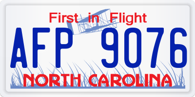 NC license plate AFP9076