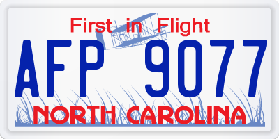 NC license plate AFP9077
