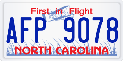NC license plate AFP9078