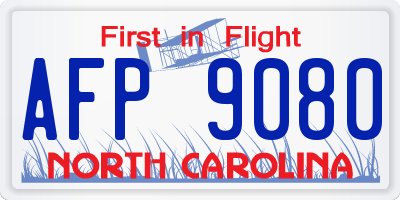 NC license plate AFP9080