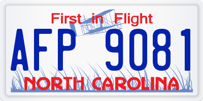 NC license plate AFP9081