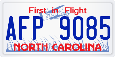NC license plate AFP9085