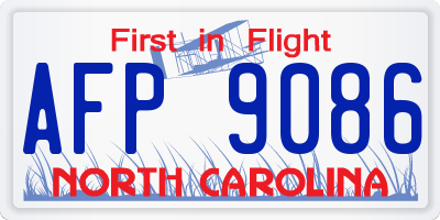 NC license plate AFP9086