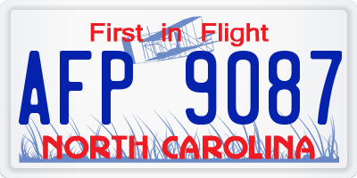 NC license plate AFP9087