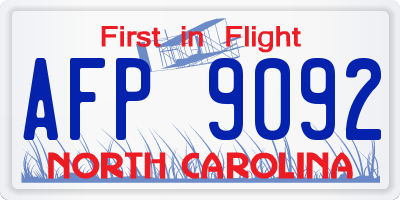 NC license plate AFP9092