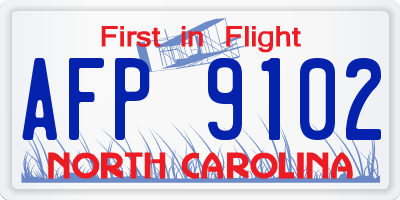 NC license plate AFP9102
