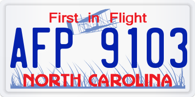 NC license plate AFP9103