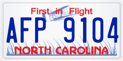 NC license plate AFP9104
